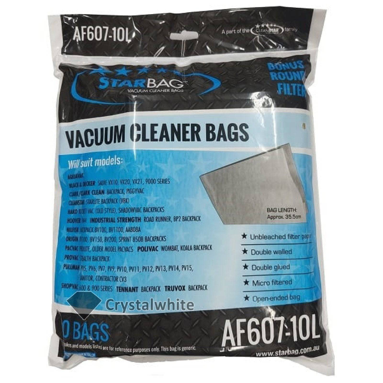 Starbag AF60710L Vacuum Cleaner Bags Crystalwhite Cleaning Supplies