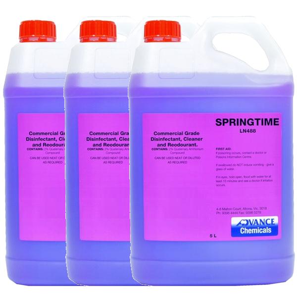 Advance Chemicals | Spring Time Disinfectant, Cleaner and Deodorant 3x5Lt | Crystalwhite Cleaning Supplies Melbourne