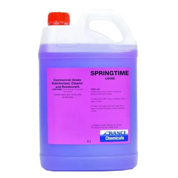 Advance Chemicals | Spring Time Disinfectant, Cleaner and Deodorant 5Lt | Crystalwhite Cleaning Supplies Melbourne