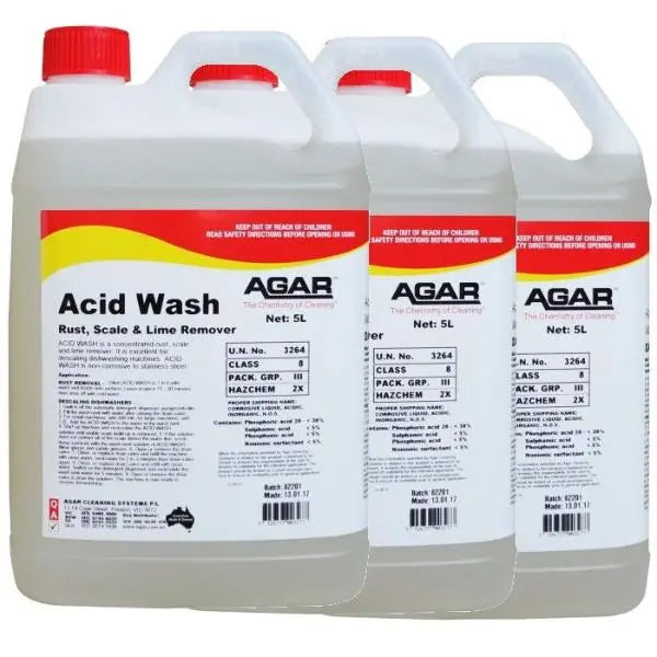 Agar | Acid Wash 3X5Lt Rust, Scale and Lime Remover | Crystalwhite Cleaning Supplies Melbourne