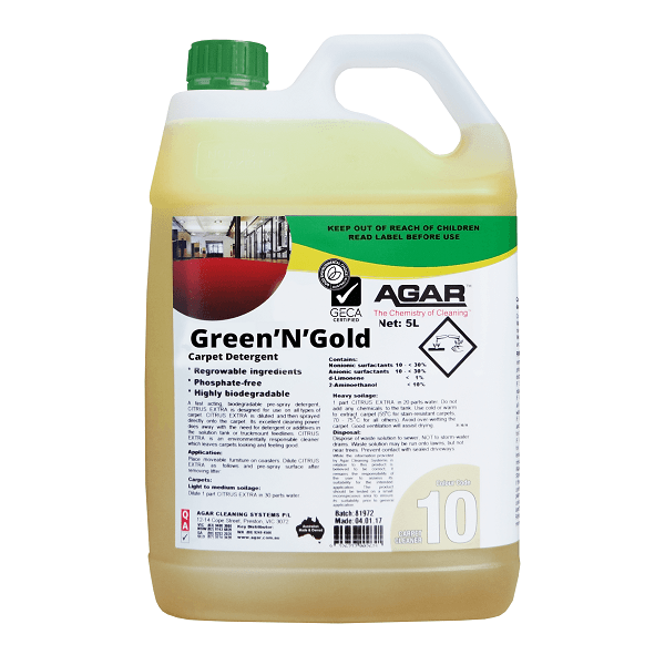 Agar | GREEN N GOLD 5Lt Carpet Cleaner Detergent | Crystalwhite Cleaning Supplies Melbourne