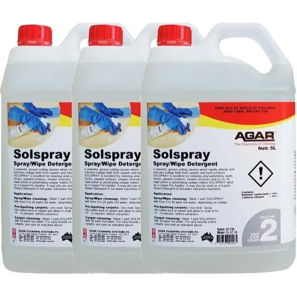 agar | Agar Solspray Spray and Wipe Detergent 3X5Lt | Crystalwhite Cleaning Supplies Melbourne