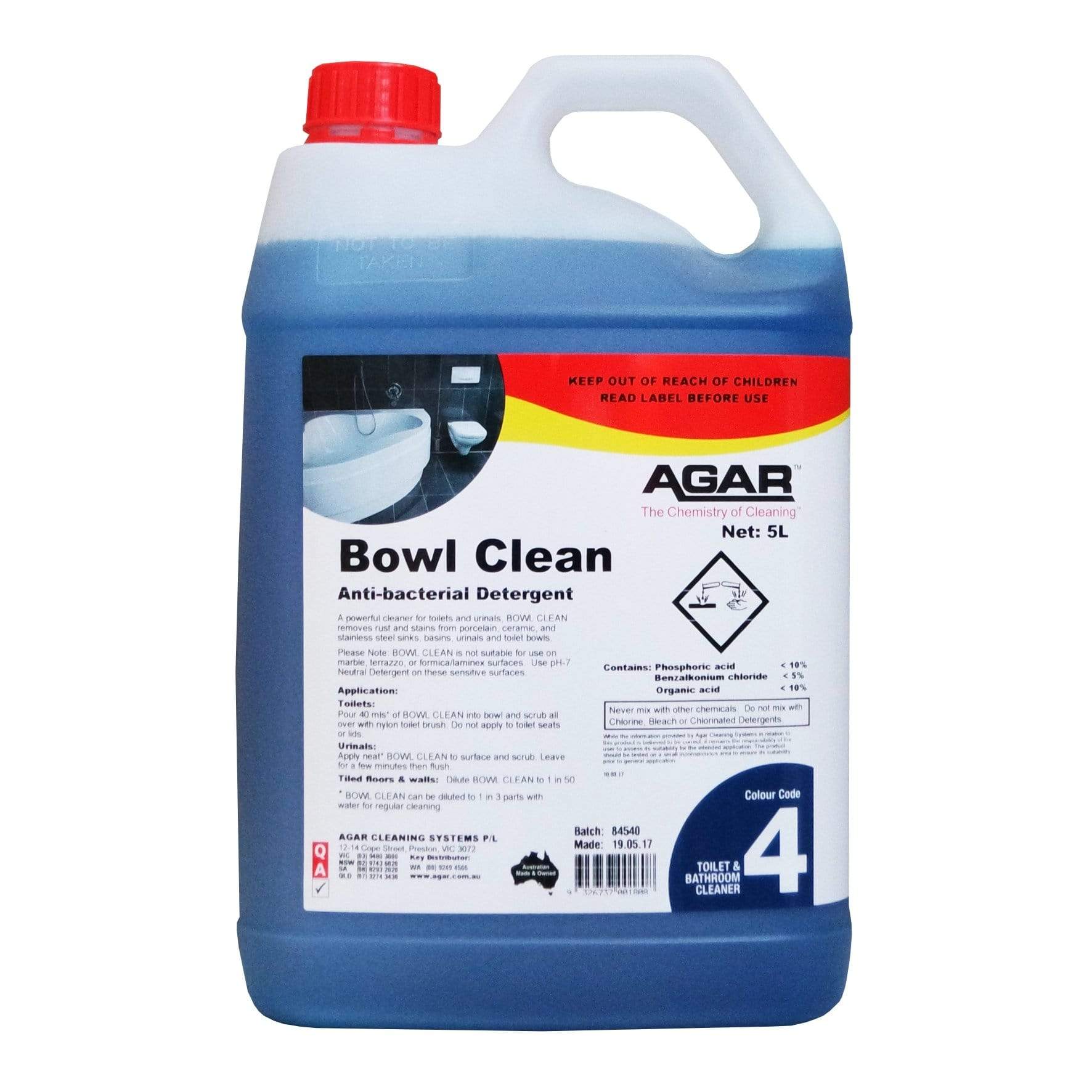 Agar | Bowl Clean 5Lt | Crystalwhite Cleaning Supplies Melbourne