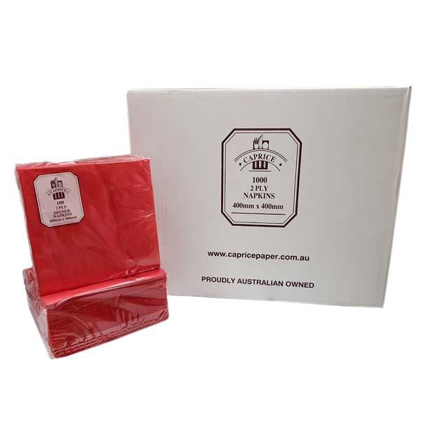 Caprice | 2ply Dinner Napkins GT Fold Red | Crystalwhite Cleaning Supplies Melbourne