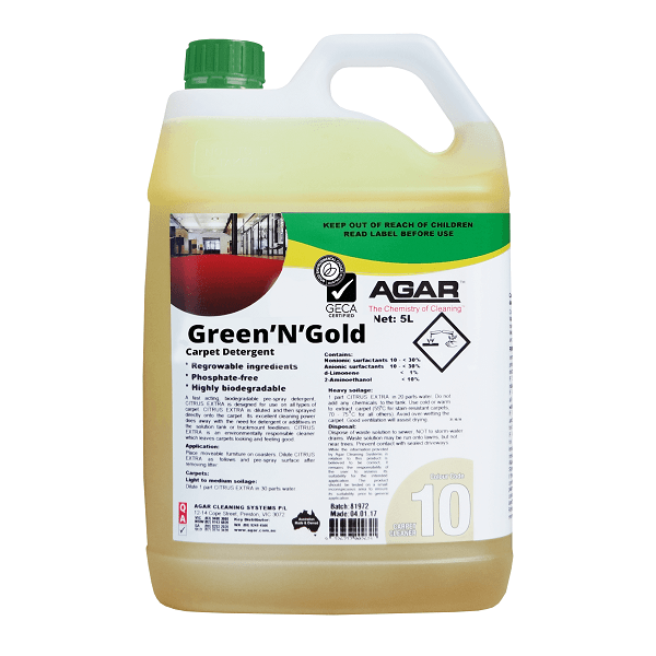 Crystalwhite Cleaning Supplies | Agar GREEN N GOLD Carpet Cleaner Detergent | Crystalwhite Cleaning Supplies Melbourne