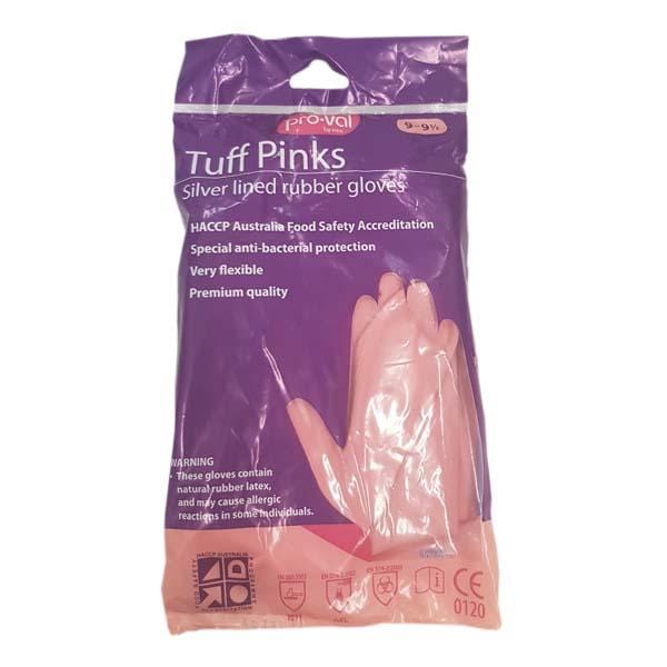 RCR International P/L | Tuff Pink Size Rubber Gloves 7 - 9 | Crystalwhite Cleaning Supplies Melbourne