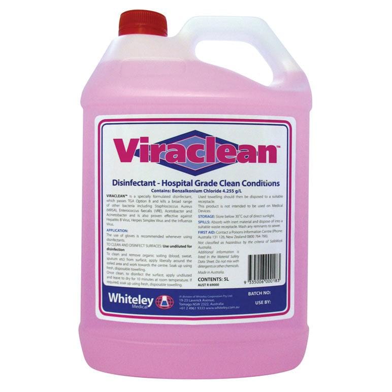 Whiteley | Viraclean 5Lt Disinfectant Hospital Grade | Crystalwhite Cleaning Supplies Melbourne