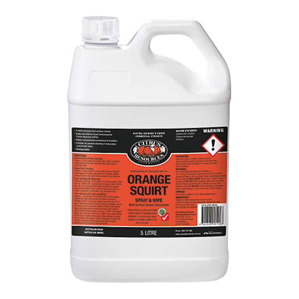 Citrus Resources | Orange Squirt Spray and Wipe 5Lt | Crystalwhite Cleaning Supplies Melbourne