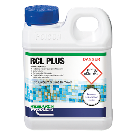 Research Products | RCL Plus 1Lt Rust, Calcium & Lime Remover | Crystalwhite Cleaning Supplies Melbourne