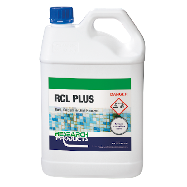 Research Products | RCL Plus 5Lt Rust, Calcium & Lime Remover | Crystalwhite Cleaning Supplies Melbourne