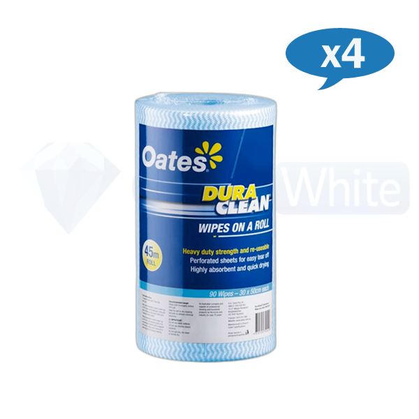 Oates | Duraclean Wipes Roll 90Pcs 30 X 50cm carton quantity | Crystalwhite Cleaning Supplies Melbourne