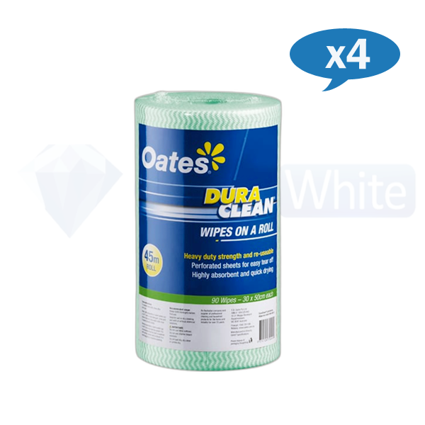 Oates | Duraclean Wipes Roll 90Pcs 30 X 50cm carton quantity | Crystalwhite Cleaning Supplies Melbourne