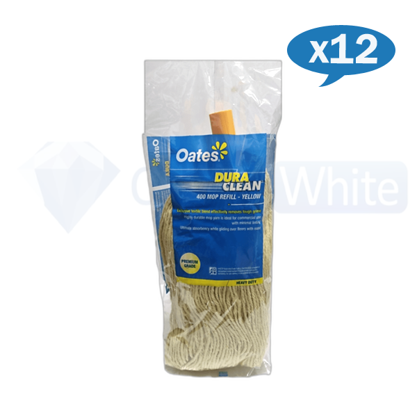 Duraclean | Yellow Mop Head 400g Carton Quantity | Crystalwhite Cleaning Supplies Melbourne