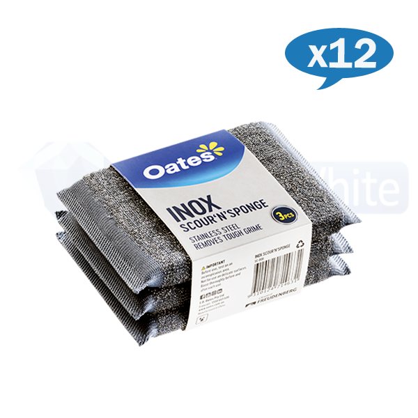 Oates | Inox Stainless Steel Scour N Sponge Carton Quantity | Crystalwhite Cleaning Supplies Melbourne