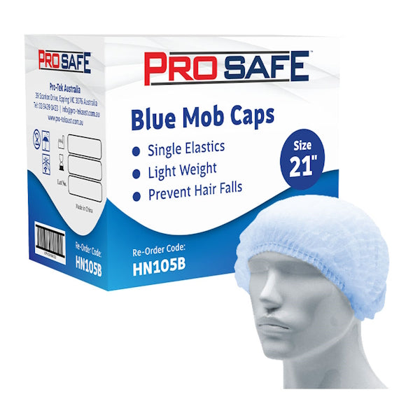 Austar Packaging | ProSafe Mob Round Cap Hair Net Blue 21 Inches | Crystalwhite Cleaning Supplies Melbourne