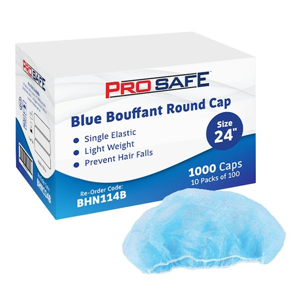 Austar Packaging | ProSafe Mob Round Blue Cap Hair Net 21 Inches  Bouffant | Crystalwhite Cleaning Supplies Melbourne