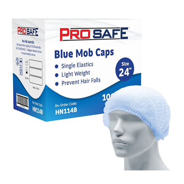 Austar Packaging | ProSafe Mob Round Cap Blue Hair Net 24 Inches | Crystalwhite Cleaning Supplies Melbourne