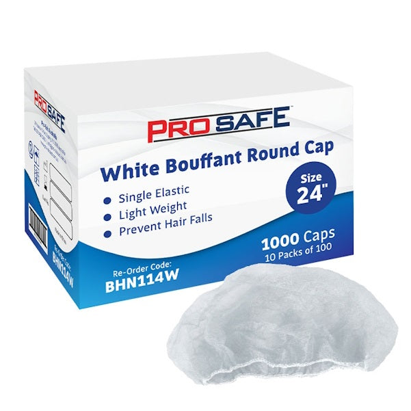 Austar Packaging | ProSafe Mob White Round Cap Hair Net 24 Inches  Bouffant  Crystalwhite Cleaning Supplies Melbourne