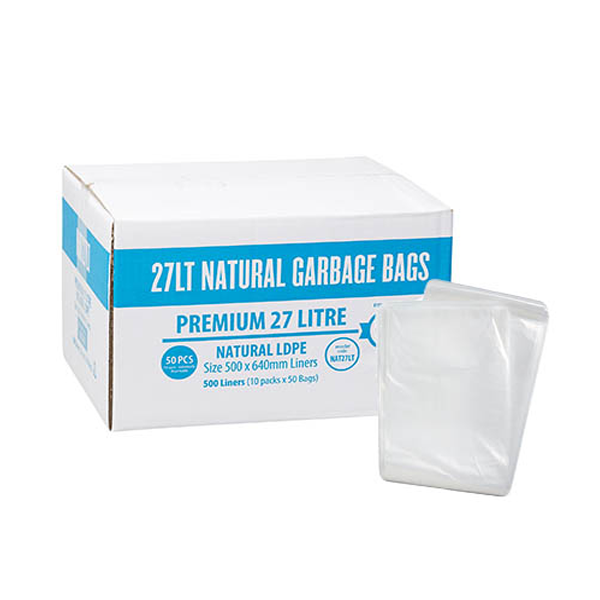 Premium Clear 27Lt Rubbish Bin Bags Liner | Crystalwhite Cleaning Supplies Melbourne