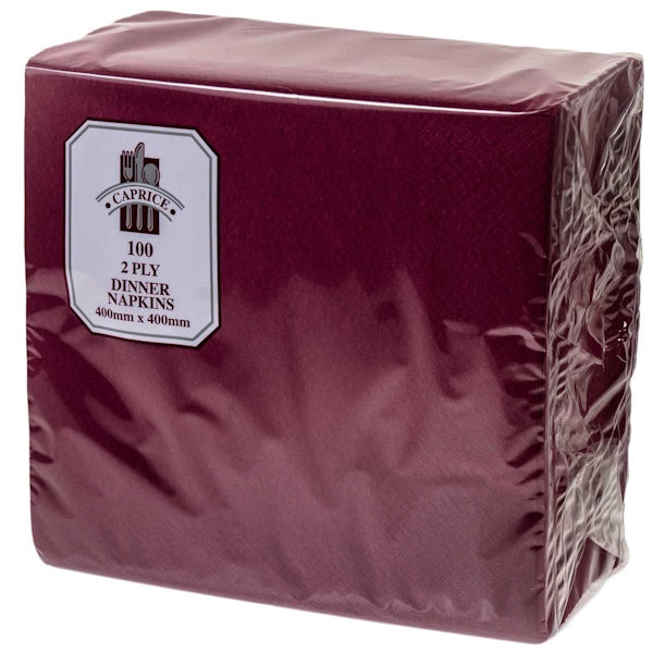 Caprice | Caprice 2 Ply Dinner Napkins Quarter Fold Burgundy 1000 | Crystalwhite Cleaning Supplies Melbourne