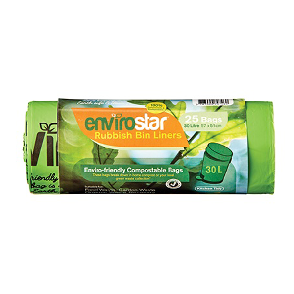 Envirostar | Compostable 30Lt Bin liners | Crystalwhite Cleaning Supplies Melbourne