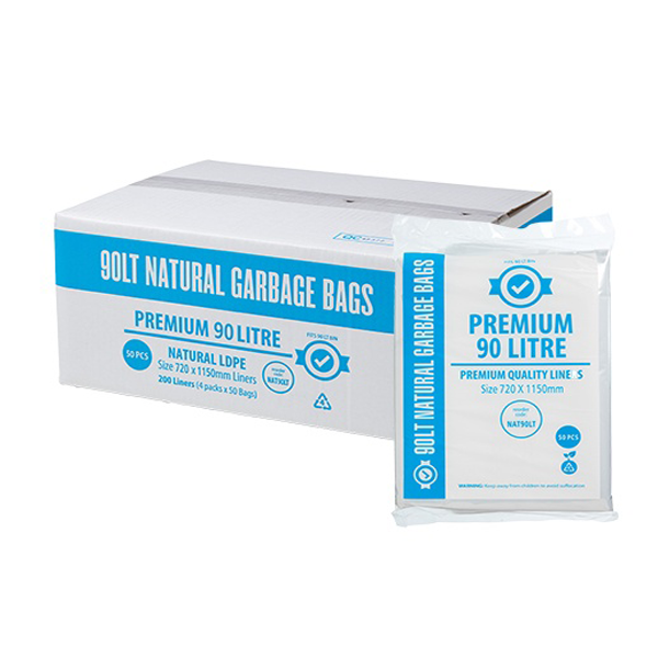 Premium Clear 90Lt Rubbish Bin Bags Liner | Crystalwhite Cleaning Supplies Melbourne