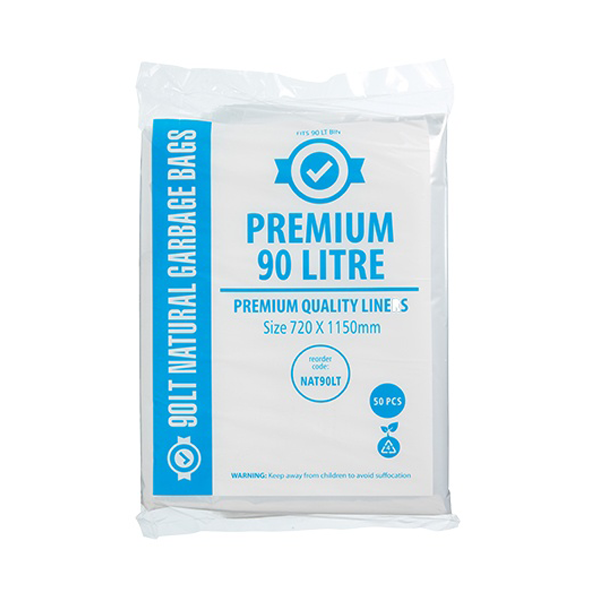 Premium Clear 90Lt Rubbish Bin Bags Liner | Crystalwhite Cleaning Supplies Melbourne