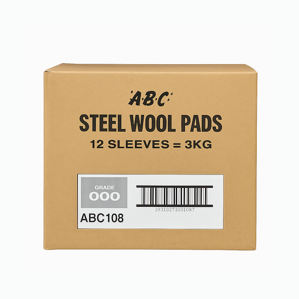 ABC Steel Wool 250g 12 Sleeves Grade  000 Carton | Crystalwhite Cleaning Supplies Melbourne