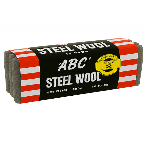 ABC Steel Wool 250g 12 Sleeves Grade  2 | Crystalwhite Cleaning Supplies Melbourne