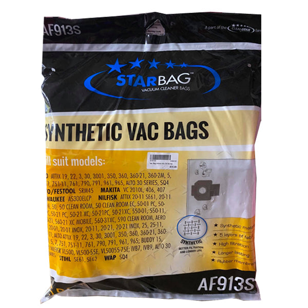 CleanStar Pty Ltd | Starbag AF913S Synthetic Vacuum Cleaner Bags | Crystalwhite Cleaning Supplies Melbourne