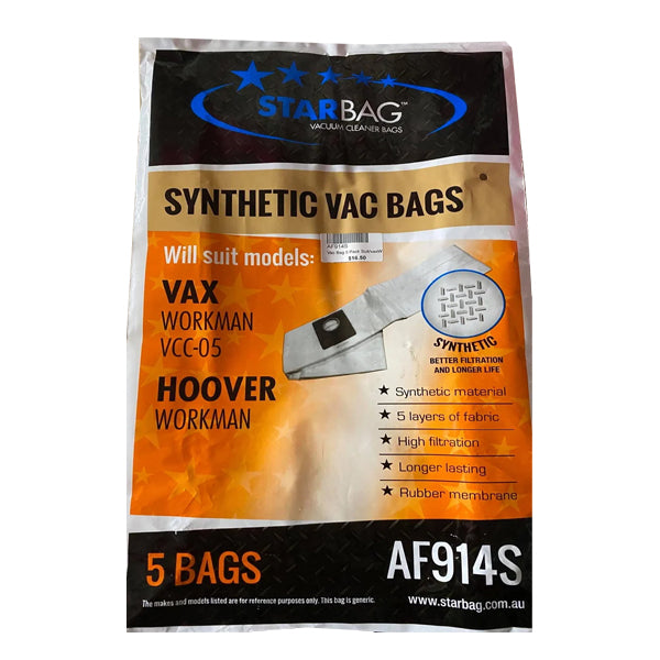 CleanStar Pty Ltd | Starbag AF914S Synthetic Vacuum Cleaner Bags | Crystalwhite Cleaning Supplies Melbourne