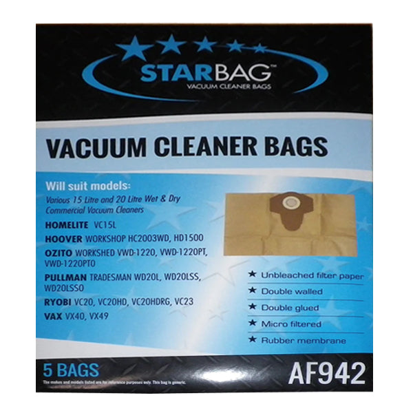 CleanStar Pty Ltd | Starbag AF942 Paper Vacuum Cleaner Bags | Crystalwhite Cleaning Supplies Melbourne
