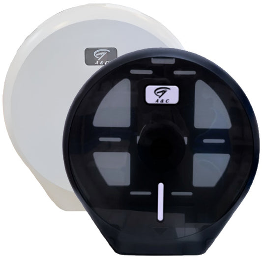 A & C Gentility Paper | Gentility Single Jumbo Toilet Roll Dispenser Black or White | Crystalwhite Cleaning Supplies Melbourne