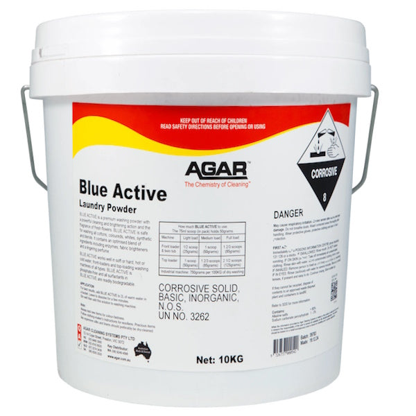 Agar | Blue Active Laundry Powder 10Kg Pail | Crystalwhite Cleaning Supplies Melbourne