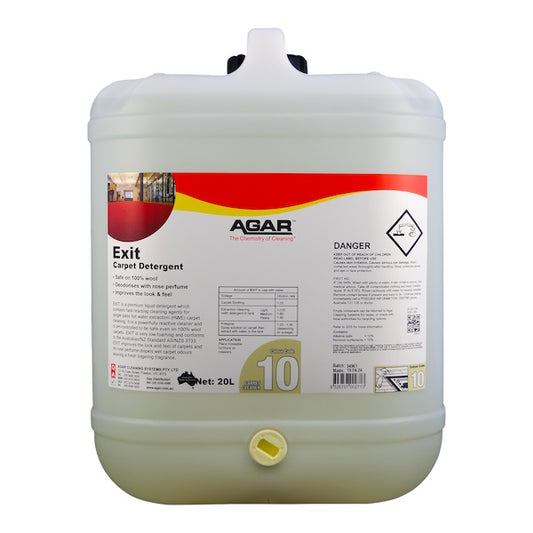 Agar | Exit Carpet Detergent 20Lt | Crystalwhite Cleaning Supplies Melbourne
