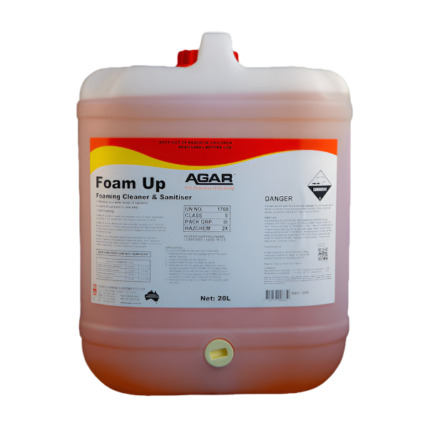 Agar | Foam Up 20Lt Cleaner and Sanitiser | Crystalwhite Cleaning Supplies Melbourne