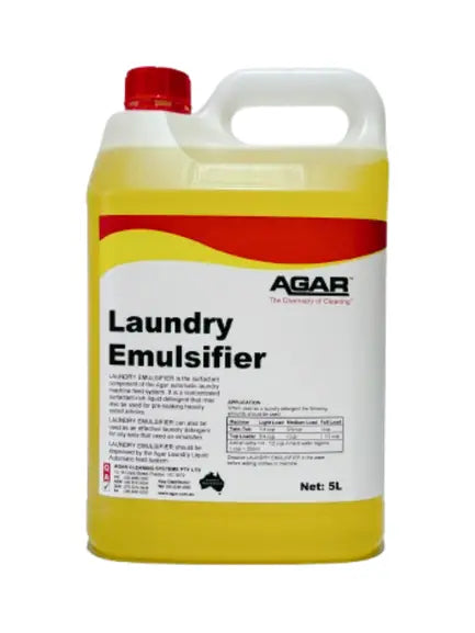 Agar | Laundry Emulsifier Liquid Detergent 5Lt | Crystalwhite Cleaning Supplies Melbourne.