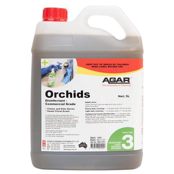 Agar | Orchids Commercial Grade Disinfectant 5Lt | Crystalwhite Cleaning Supplies Melbourne