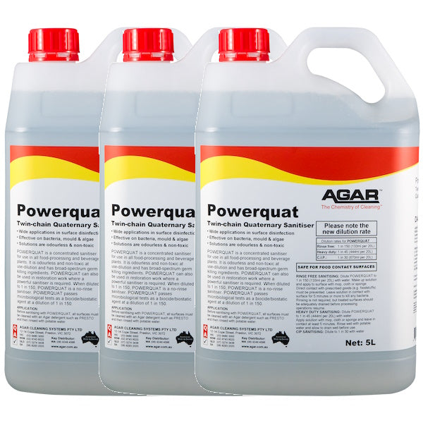 Agar | Powerquat 3X5Lt Twin Chain Sanitiser | Crystalwhite Cleaning Supplies Melbourne