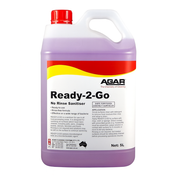 Agar | Ready 2 Go 5Lt No Rinsing Food Grade Sanitiser | Crystalwhite Cleaning Supplies Melbourne