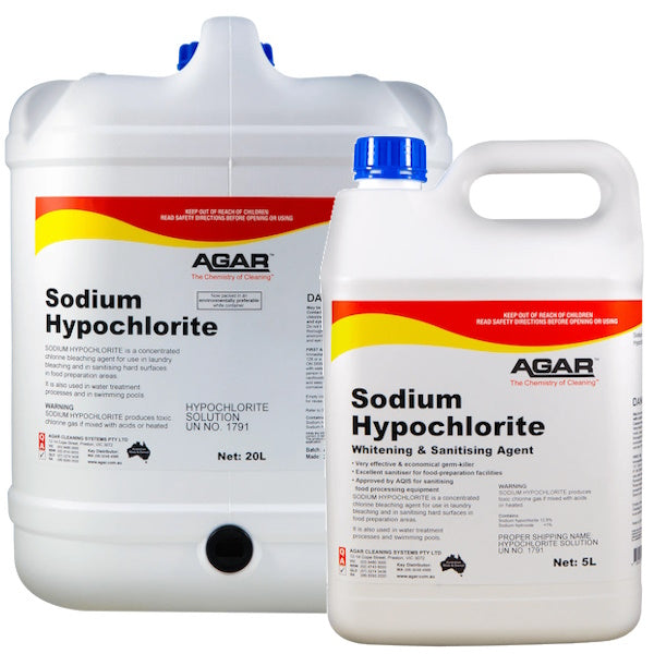 Agar | Sodium Hypochlorite 12.5% Chlorine | Crystalwhite Cleaning Supplies Melbourne