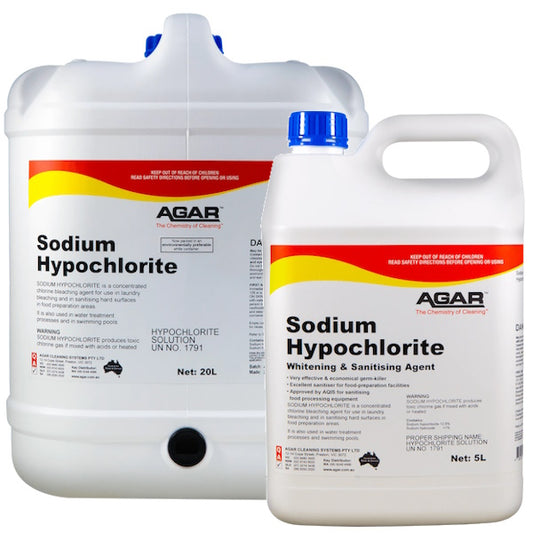 Agar | Sodium Hypochlorite 12.5% Chlorine | Crystalwhite Cleaning Supplies Melbourne