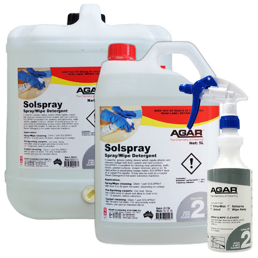 Agar | Solspray Spray and Wipe Detergent Group | Crystalwhite Cleaning Supplies Melbourne