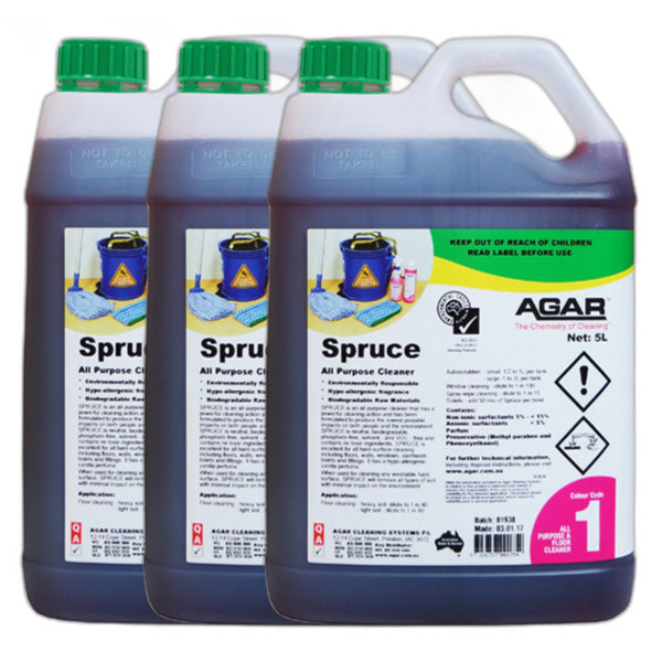 Agar | Spruce All Purpose Cleaner 3X5Lt | Crystalwhite Cleaning Supplies Melbourne