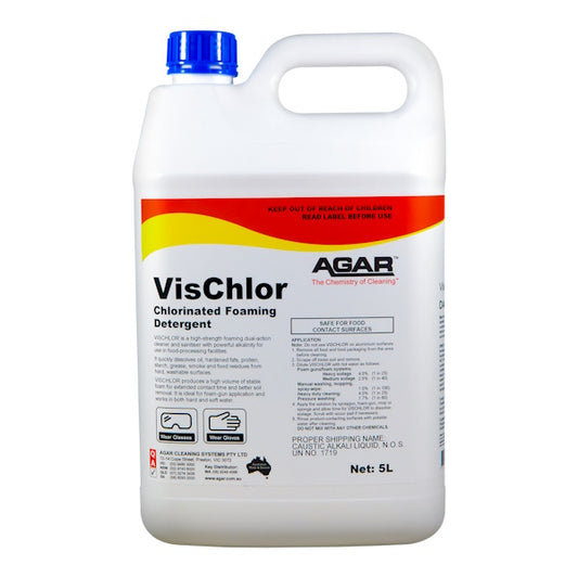 Agar | VisChlor 5Lt Potassium Hydroxide with Sodium Hypochlorite | Crystalwhite Cleaning Supplies Melbourne 