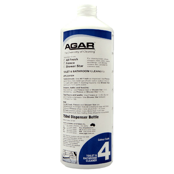 Agar | All Fresh Toilet and Bathroom Cleaner 750Ml Bottle | Crystalwhite Cleaning Supplies Melbourne
