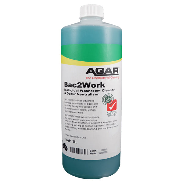 Agar | Bac2Work Biological Bathroom Cleaner 1Lt | Crystalwhite Cleaning Supplies Melbourne