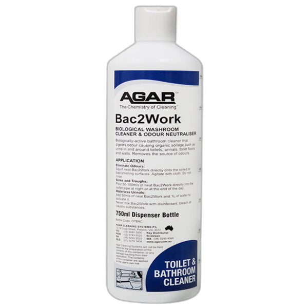 Agar | Bac2Work Biological Bathroom Cleaner 750Ml Bottle | Crystalwhite Cleaning Supplies Melbourne