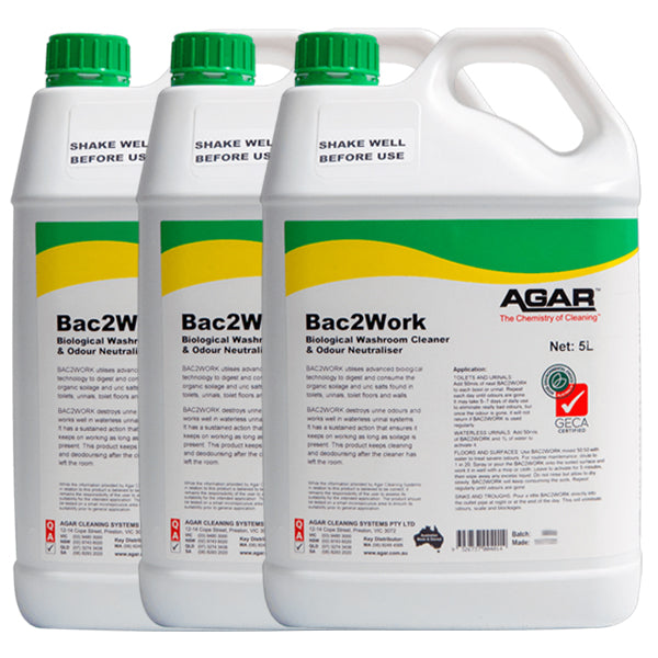 Agar | Bac2Work Biological Bathroom Cleaner Carton Quantity | Crystalwhite Cleaning Supplies Melbourne