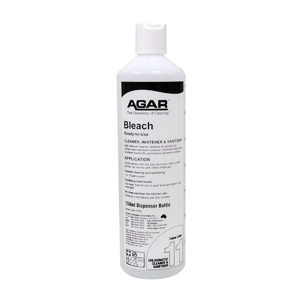 Agar | Bleach 5% Sodium Hypochlorite 750ml Empty Bottle | Crystalwhite Cleaning Supplies Melbourne.